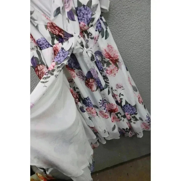 Torrid Midi Chiffon Wrap Dress-Size 3X-Floral-Feminine-Romantic-Spring-Coquette - Picture 4 of 9